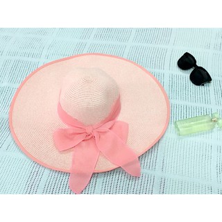 Nón cói vành rộng nơ viền