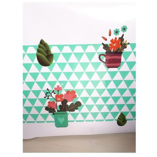 Decal 1m dán bếp tráng nhôm khổ 60cm - tam giác xanh lá