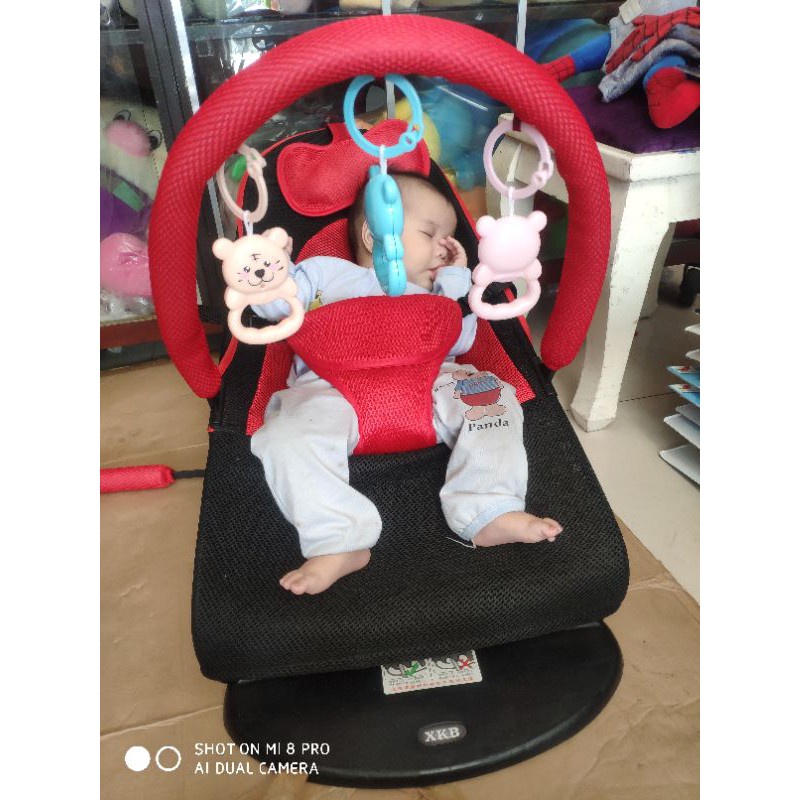 Ghế rung nhún cho bé -hàng full phụ kiện gối ,thanh treo đồ chơi và gấu chơi cho bé-BH 1 năm