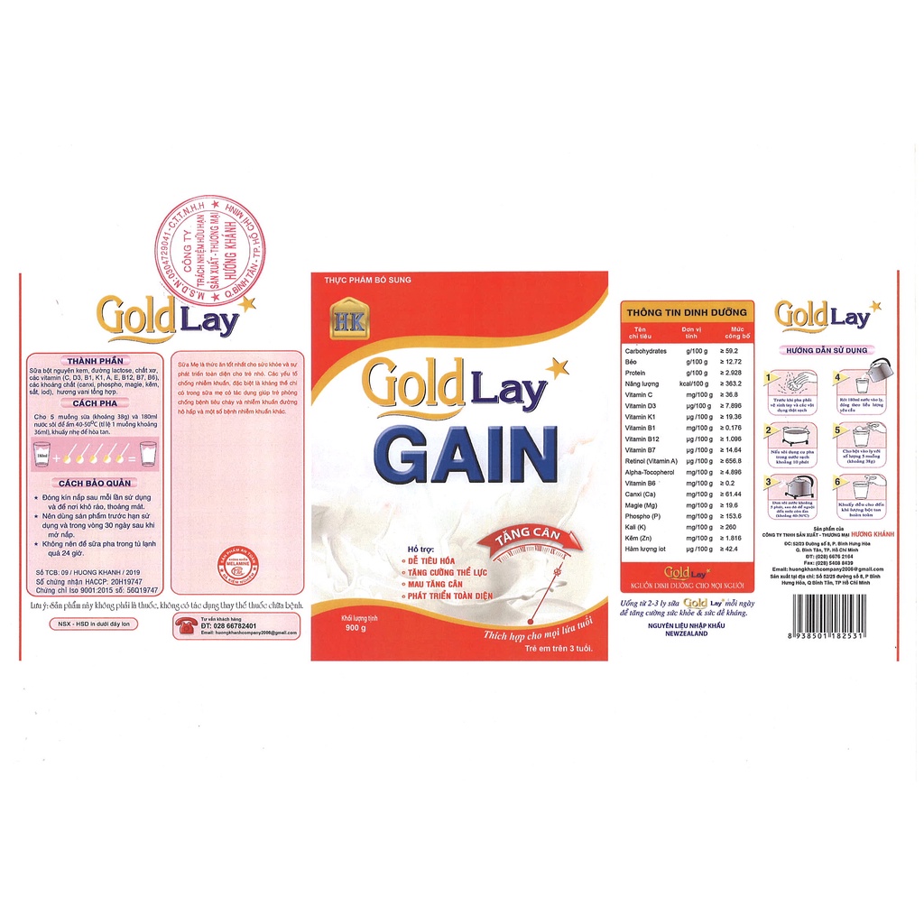 [Date mới nhất] Sữa tăng cân Goldlay Gain 900g - Dành cho người gầy, trẻ suy dinh dưỡng, phù hợp mọi lứa tuổi