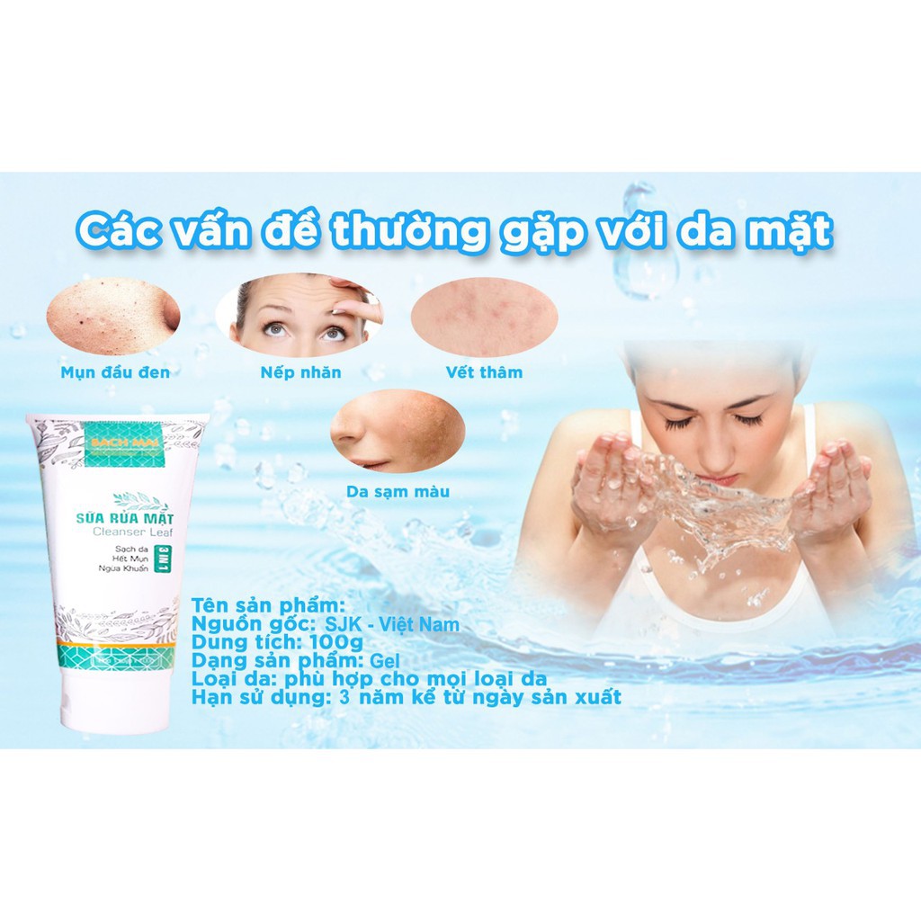 Sữa Rửa Mặt Hết Mụn Sạch Da Ngừa Khuẩn Cleanser Leaf | BigBuy360 - bigbuy360.vn