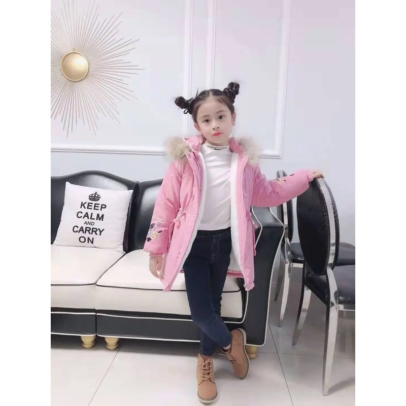 Áo Khoác KaKy Mủ Lông Bé Gái 8-38kg Thời Trang BaBy Quảng Châu
