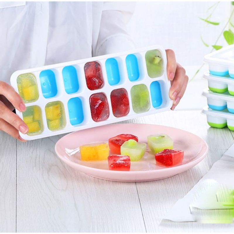 Khay Đá Silicon Có Nắp Đậy 14 Viên ( Khay đá Silicon )