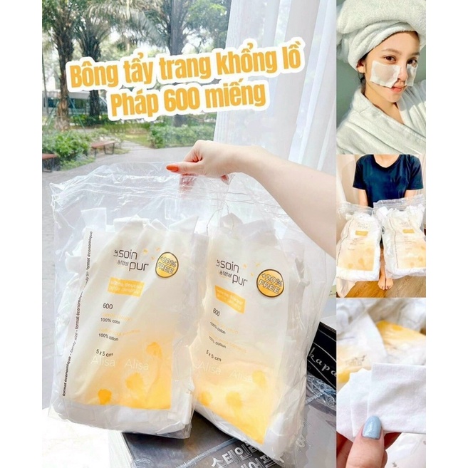 Bông tẩy trang Tetra Medical Carrés De Cotton Pháp túi 600 miếng - CO126