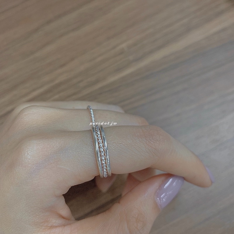 Nhẫn midi dày dặn . Trơn và xoắn. Set nhẫn bạ.c giá rẻ
