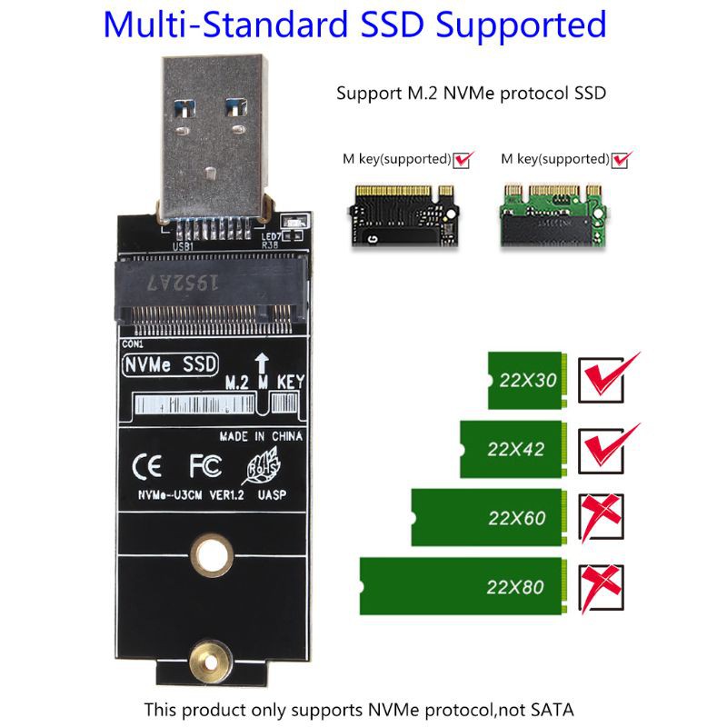 Ổ Cứng Ssd M2 Ssd Nvme Ngff M.2 Ssd Usb3.1 Type-C Gen2 Cho In-Tel 2230 2242