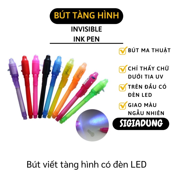 GIÁ SỈ Bút viết tàng hình chỉ có thể nhìn thấy dưới tia UV, trên đầu có đèn led phát tia UV 8092