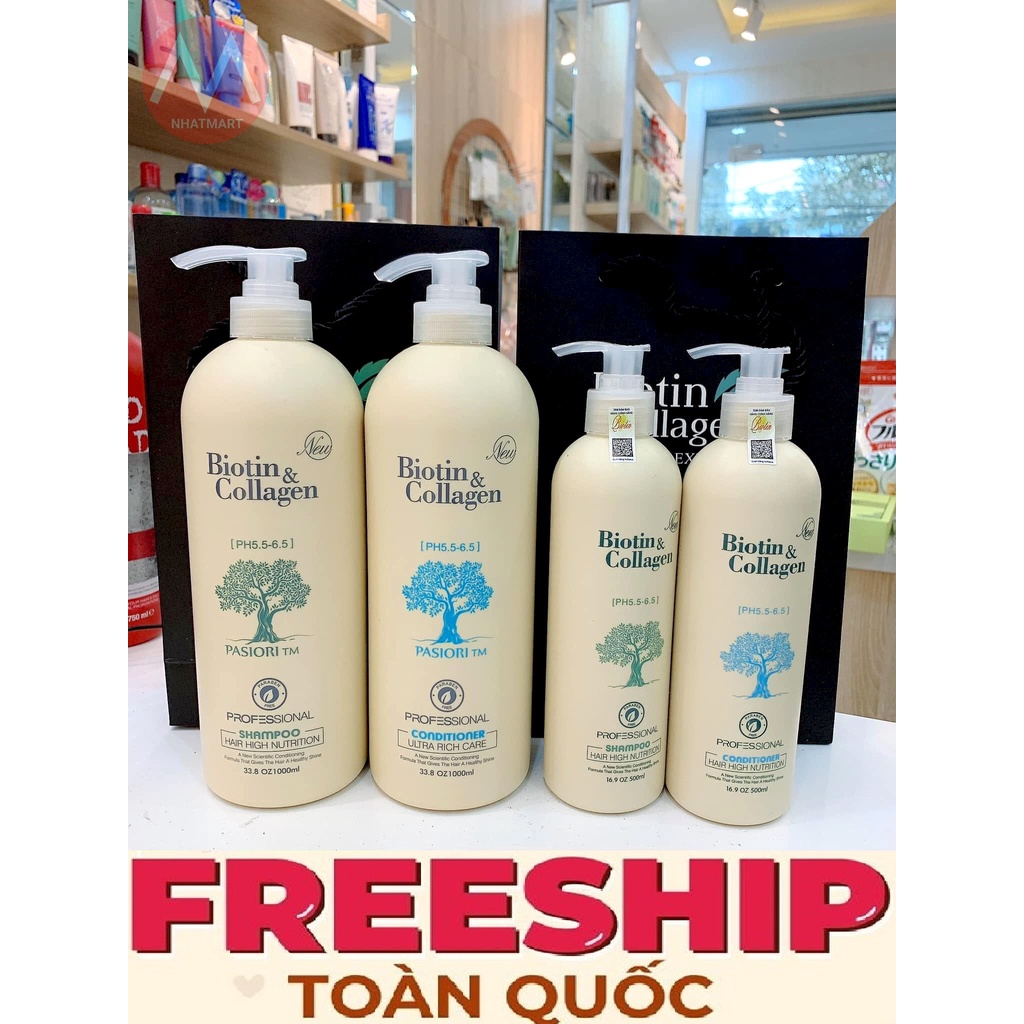 🛑FreeShip🛑Cặp Dầu Gội Xả Biotin Collagen Trắng | Giảm Rụng Tóc,Phục Hồi Tóc Khô Xơ, Hư Tổn ⚜️Hàng Chính Hãng⚜️ 【K】