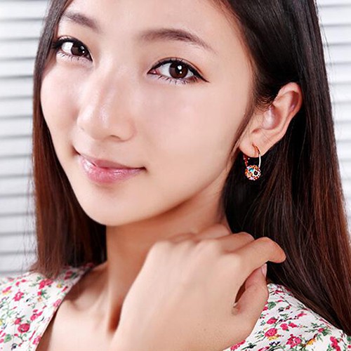 [Hàng Có Sẵn] [Hàng Có Sẵn]★ Khuyên Tai Quả Cầu May Mắn Đính Đá Pha Lê Nhiều Màu