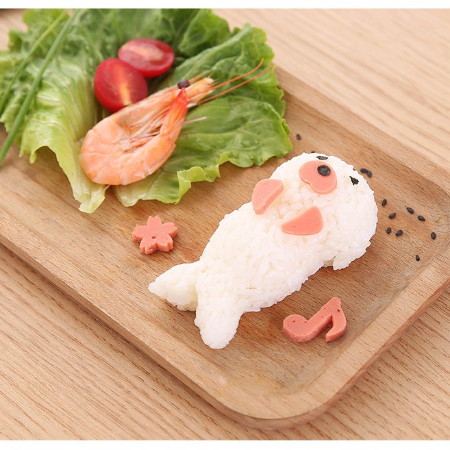 Khuôn ép cơm hải cẩu Onigiri kèm tấm cắt rong biển