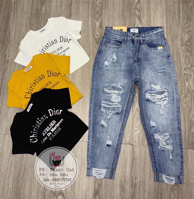 Áo thun lụa croptop chữ