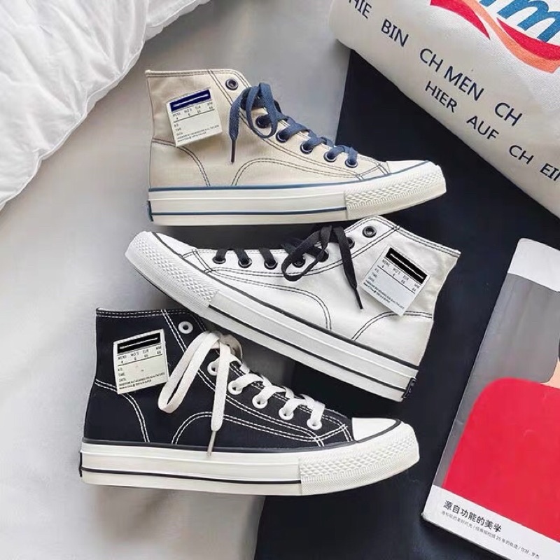 Giày Sneaker Nữ Cao Cổ Độn Đế 2 Màu J322 Cao Cấp - giày cvs vải nữ đế dày chất sịn [top bán chạy nhất]