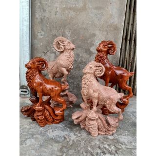 Tượng gỗ điêu khắc con dê mang tài lộc