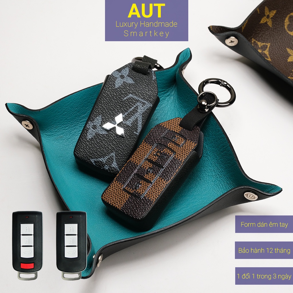 Ốp da chìa khóa ô tô Mitsubishi Triton Athlete Xpander Outlander Pajero Attrage 2022 LV handmade MI AD
