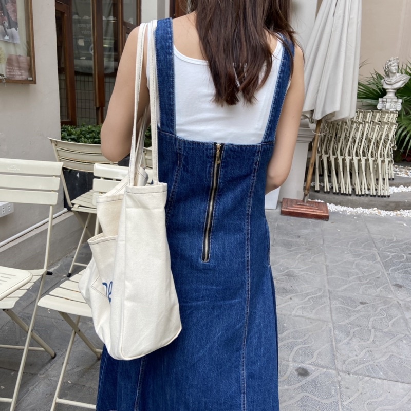 Yếm jean denim dáng chữ A
