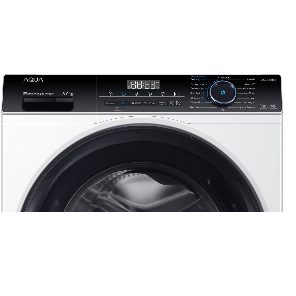 Máy giặt cửa trước 8kg Aqua AQD-A800F.W - Hàng chính hãng