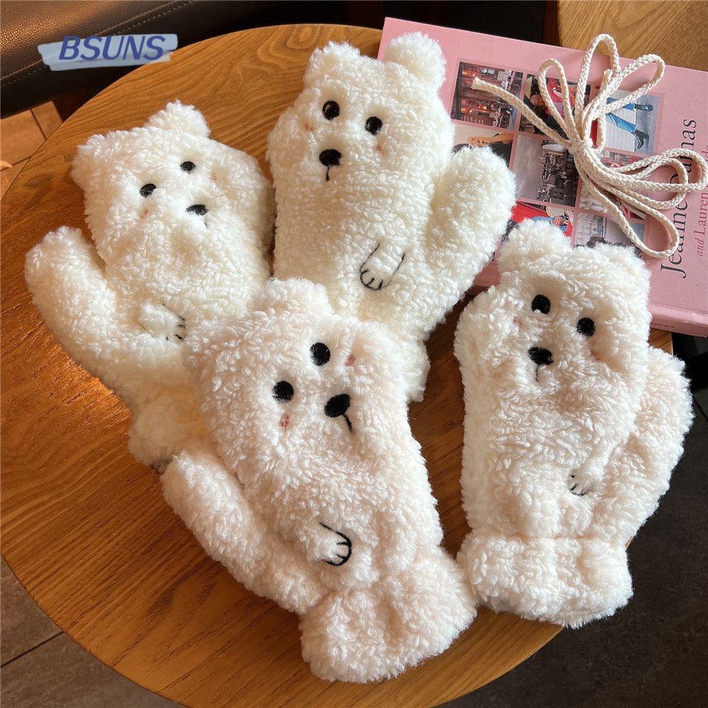 Đôi Găng Tay Bông Mềm Mại Hình Gấu Đáng Yêu Cho Nữ