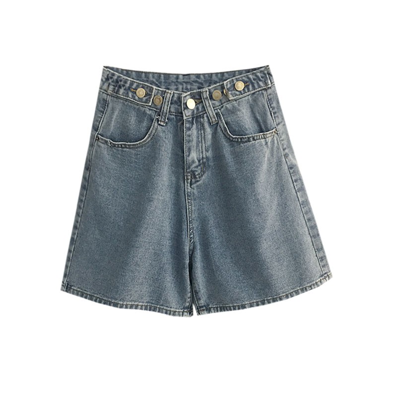 Quần Short Jean Nữ Ống Rộng Lưng Cao Phong Cách Hàn Quốc Quần Sooc Bò Cạp Cao Ulzzang Thời Trang