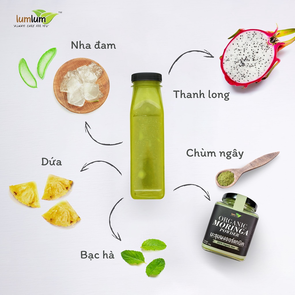 Bột chùm ngây hữu cơ 150g Lumlum Organic Moringa Powder