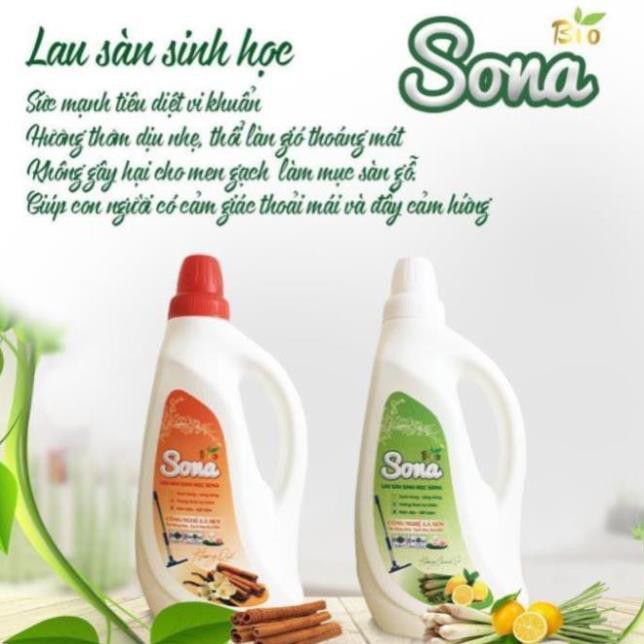 Nước Lau Sàn Đuổi Muỗ Hương Quế & Hương Chanh Sả SoNa 1.25kg, Lau Sạch Vết Bẩn Khó, Không Hại Men Gạch, Phù Hợp Sàn Gỗ