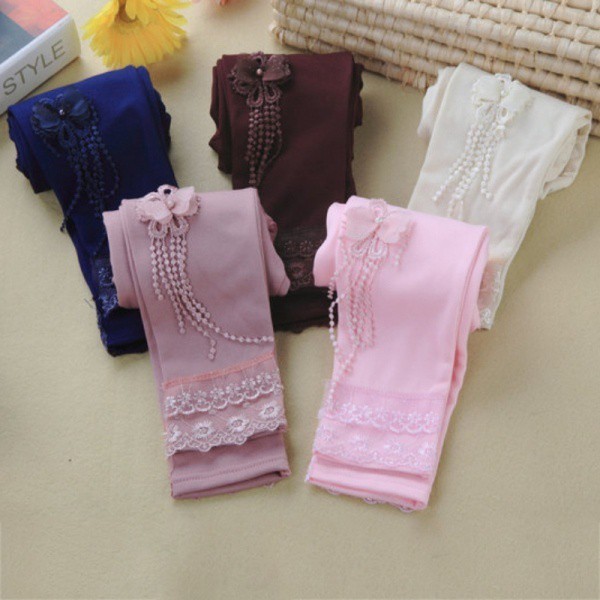Quần legging phối ren đính hạt cho bé 2-7 tuổi