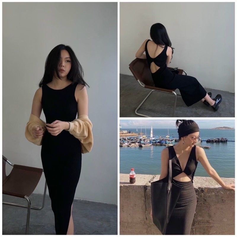 Đầm Thun Xoắn Lưng Mặc 2 Kiểu Nữ Tính D182