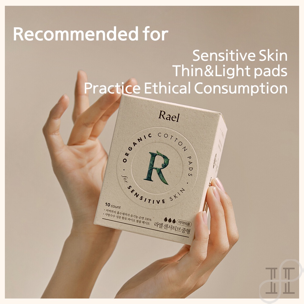 Rael Hàn Quốc cho da nhạy cảm I 100% cotton hữu cơ I Khăn vệ sinh I Chống rò rỉ I thoáng khí I Mềm mại & Thoải mái I
