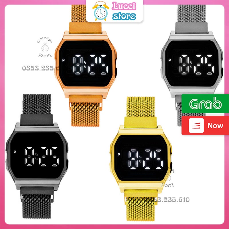 Đồng hồ nam nữ chính hãng, đồng hồ điện tử cảm ứng LED tráng gương dây thép không gỉ | BigBuy360 - bigbuy360.vn