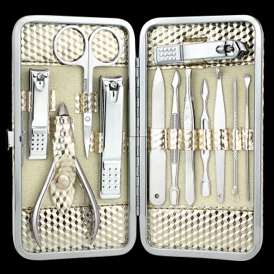 💞HỘP LỚN 💞 Bộ 12 món Kiềm Cắt, Bấm Móng Tay , Lấy Ráy Tai , Que Nặn Mụn , Kéo Tỉa Lông Mày Inox 12 món