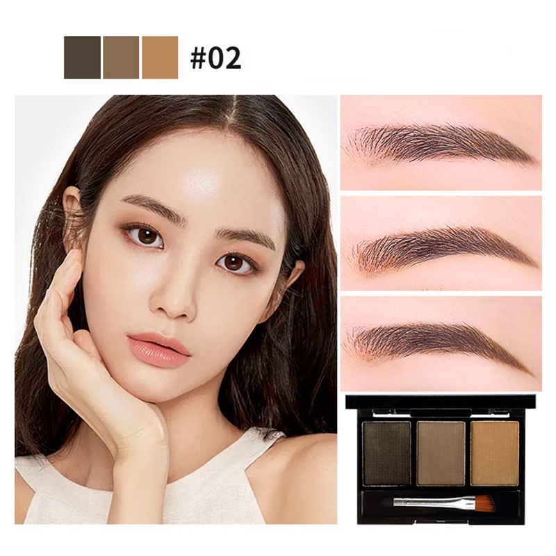 Bột kẻ lông mày Lameila 3 màu thiết kế 3 trong 1 không nhòe chống thấm nước LAMEILA Phấn trang điểm lông mày