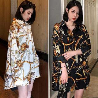 Áo sơ mi tay dài cổ bẻ dáng rộng phong cách cổ điển