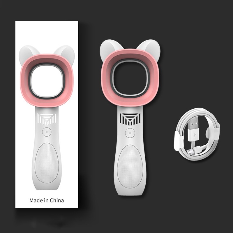 Quạt Làm Mát Mini Cầm Tay Không Cánh Hình Mèo Dễ Thương 2000mAh Không Gây Tiếng Ồn 8H