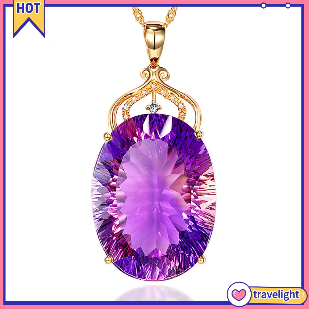 Vòng cổ Mặt Đá Thạch Anh Hình Oval Lớn Thời Trang