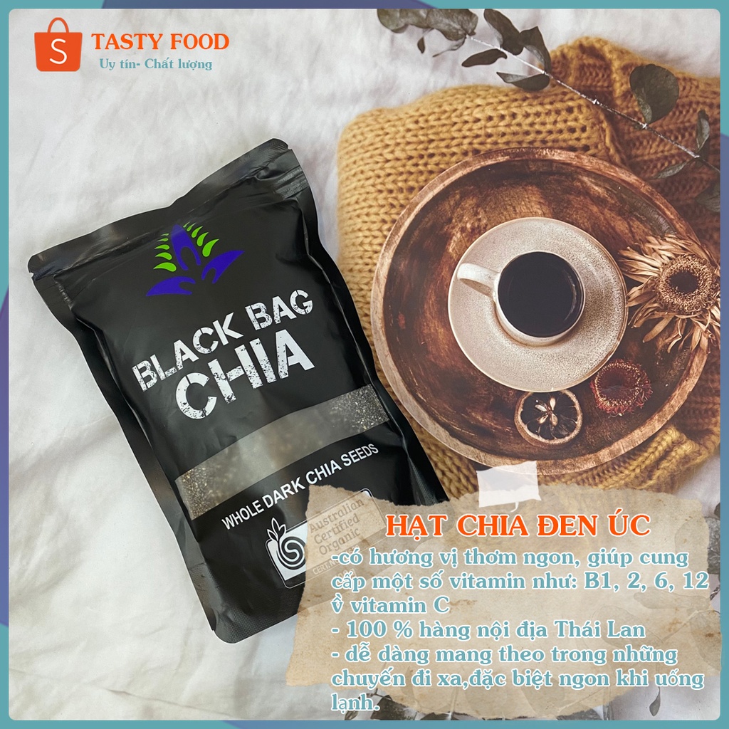 Hạt chia đen gói 500g, hạt chia nhập khẩu Úc chính hãng đồ ăn vặt Tasty Food