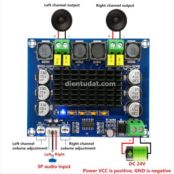 Mạch khuếch đại âm thanh 2x120W - TPA3116D2 - M543