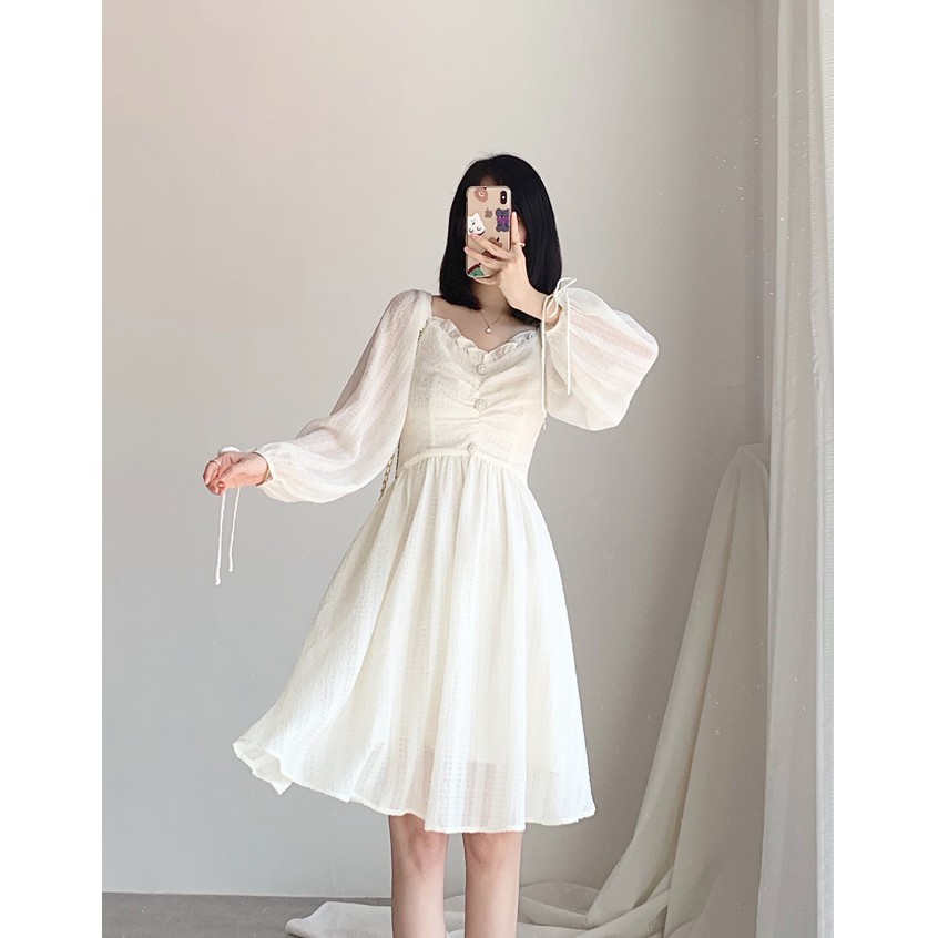 ĐẦM TRẮNG CÔNG CHÚA CÚC NGỰC TAY BO, VÁY TRẮNG KỈ YẾU / CÓ ẢNH CẬN CHẤT | BigBuy360 - bigbuy360.vn