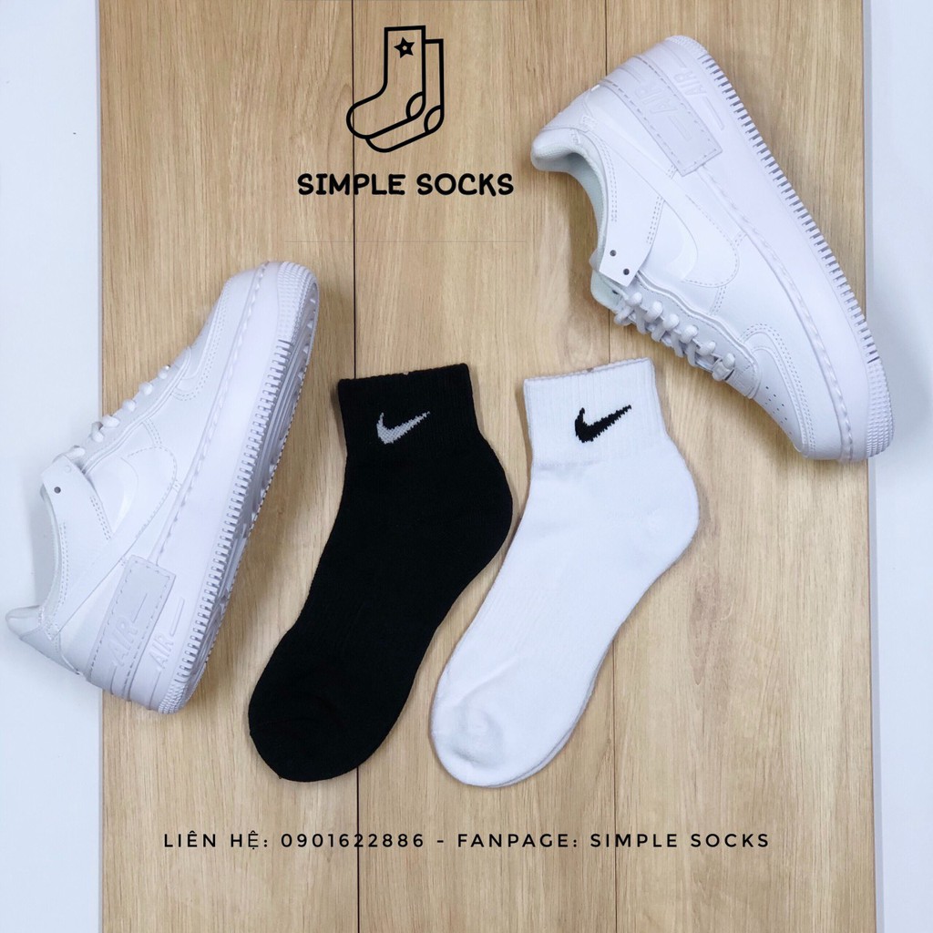 Tất Nike Cổ Lửng 💝FREESHIP💝 Vớ Nam Nữ Unisex Chính Hãng - Chất Dày Dặn Cao Cấp Chống Hôi Chân - Đen Trắng Xám
