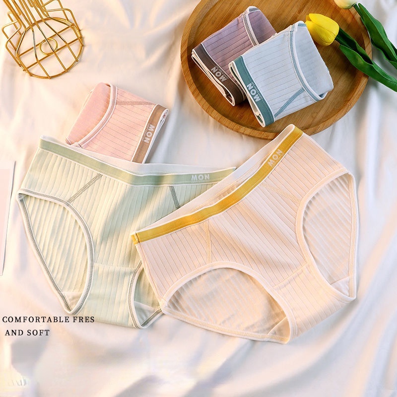 Quần Lót Cotton Lưng Vừa Thoáng Khí Kháng Khuẩn Thoải Mái Cho Nữ