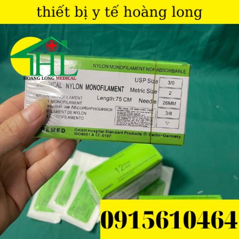 chỉ nylon size từ số 2/0 đến 5/0 hộp 12 sợi