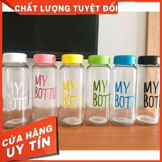 Bình thủy tinh 500ML♥MY BOTTLE♥  màu: Trắng; Hồng; Xanh ngọc; Đen sử dụng đa dạng đồ uống � HOÀN XU 💥