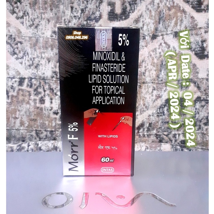 Sản phẩm thoa ngoài mọc tóc Morr F5% minoxidil & Finasteride cho Nam giới Rụng tóc Di truyền, do tăng DHT - 1 Chai .