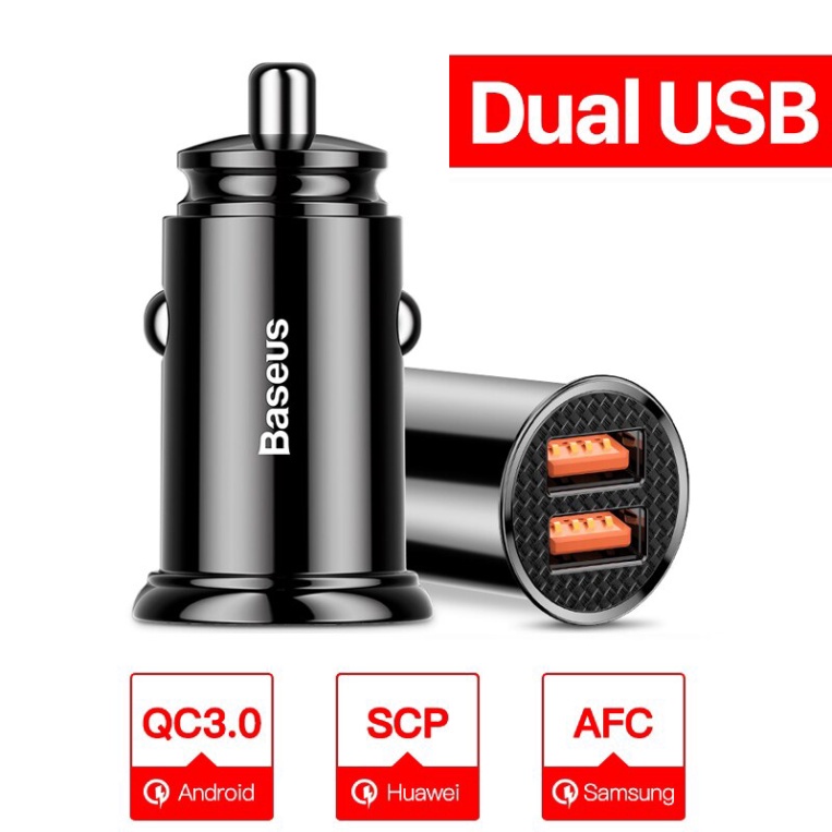 Tẩu Sạc Nhanh Baseus 30W QC 3.0 4.0 Cổng USB Type C Dùng Trên Xe Hơi