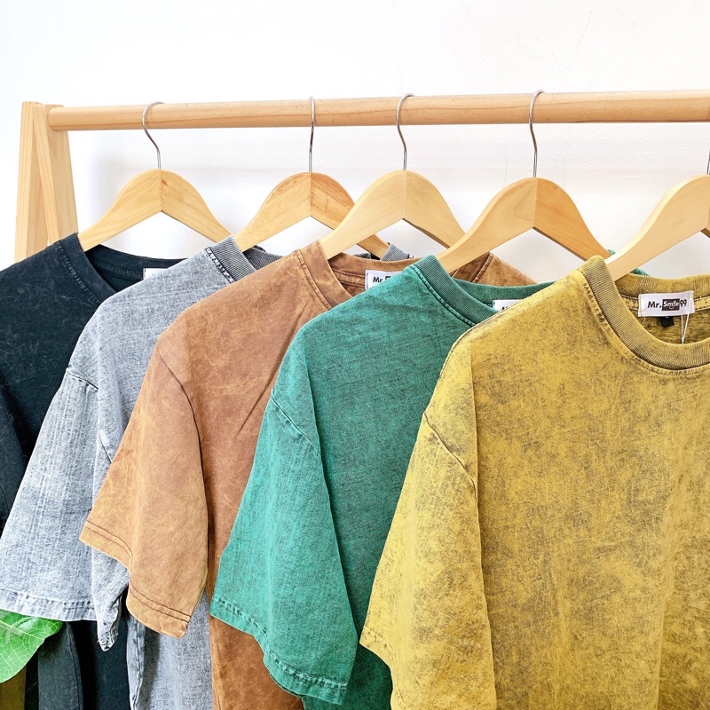 Áo Thun Phông Trơn Wash Basic Tay Lỡ Form Rộng Đen/Xám/Vàng/Nâu/Xanh Lá Unisex Nam Nữ Hot Trend Gen Z, Mr Smile 99 Shop