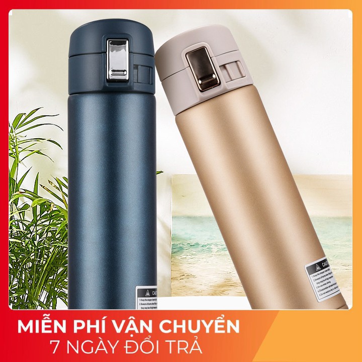 Bình Nước Giữ Nhiệt Cao Cấp 💎𝐅𝐑𝐄𝐄𝐒𝐇𝐈𝐏💎 Có Chốt Khóa Mở Chai Nước Tập Gym Bình Nước Cho Bé Chất Liệu INOX Dung Tích 500ml