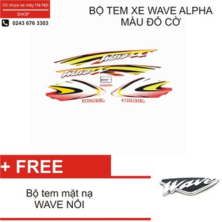 Bộ tem xe Wave Alpha màu đỏ cờ