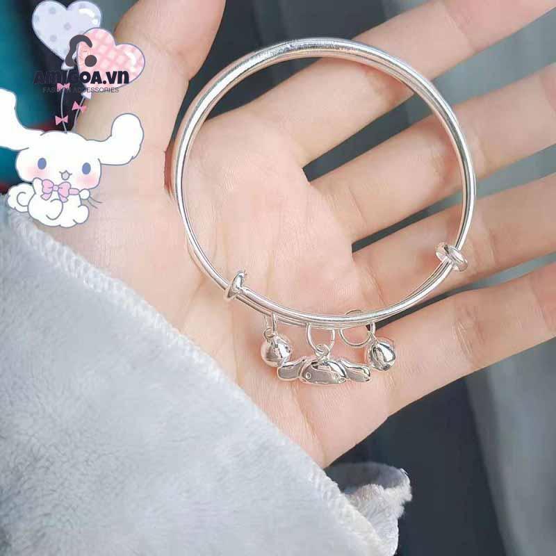 ✨✨Sanrio Vòng Đeo Tay Gắn Chuông Họa Tiết Chú Chó Kuromi Đáng Yêu Cho Nữ