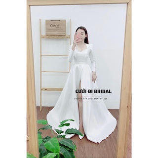 Váy cưới , Đầm cưới, Đầm thiết kế, Váy cưới đi bàn cổ cúp ngực dài CD122  - Váy cưới đẹp sang trọng - Cưới đi bridal