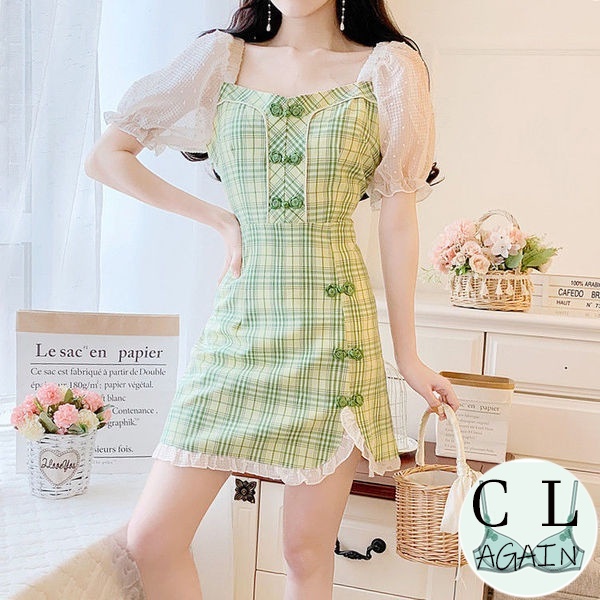 Đầm chữ A cổ vuông phong cách Hàn Quốc gợi cảm thời trang mùa hè hàng mới dành cho bạn nữ 2021