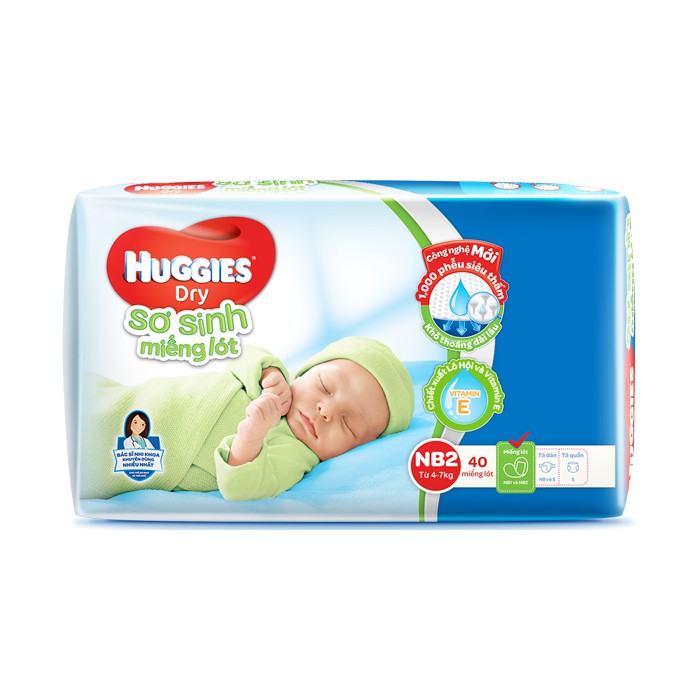 Mô tả Miếng lót sơ sinh Huggies Newborn 2 (40 miếng)