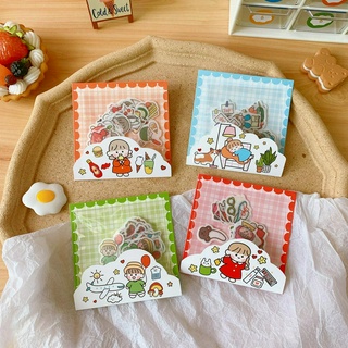 Set miếng dán sticker decal sổ vở cô bé 40 miếng